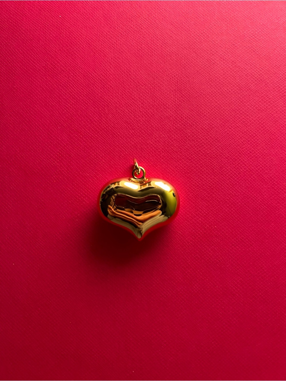 Gold Heart Charm Pendant - Shiny Heart Accent